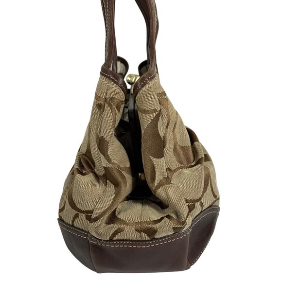 COACH CC Logo Jacquard Leather Trim Ergo Kisslock Shoulder Bag 12232 NO TAG - Picture 2 of 14